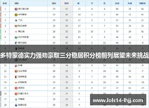 多特蒙德实力强劲豪取三分稳居积分榜前列展望未来挑战